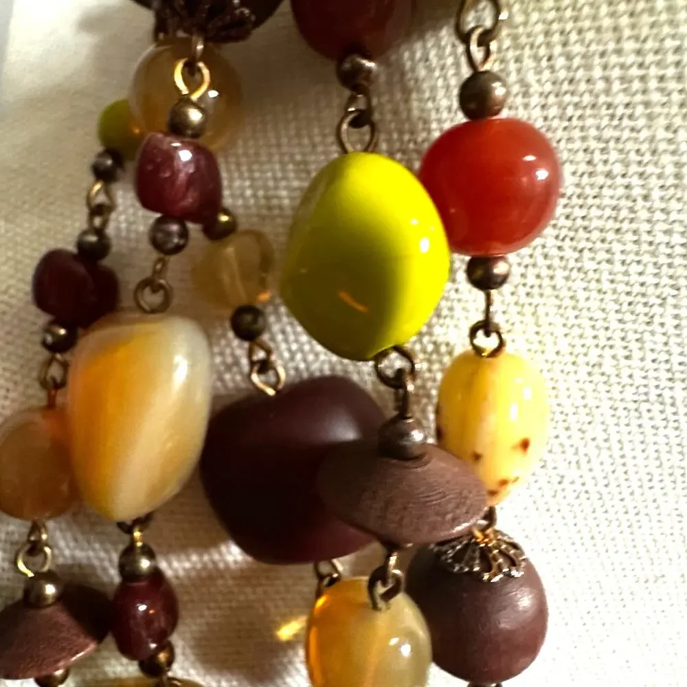 Joan Rivers Vintage Czech Glass Extra Long Bead Necklace Retro Casual Jewelry